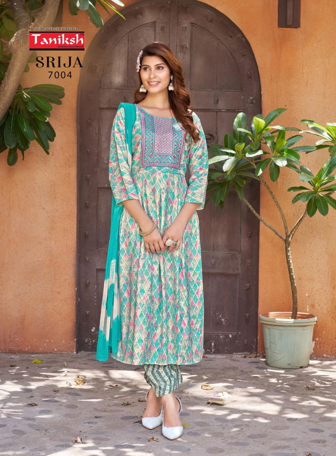 Srija Vol 7 By Taniksh Rayon Printed Kurti With Bottom Dupatta Wholesale Shop In Surat
